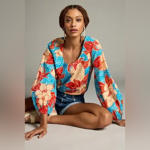 FARM Rio Tops - NWT Farm Rio x Anthropologie Puff-Sleeve Bubble Blouse